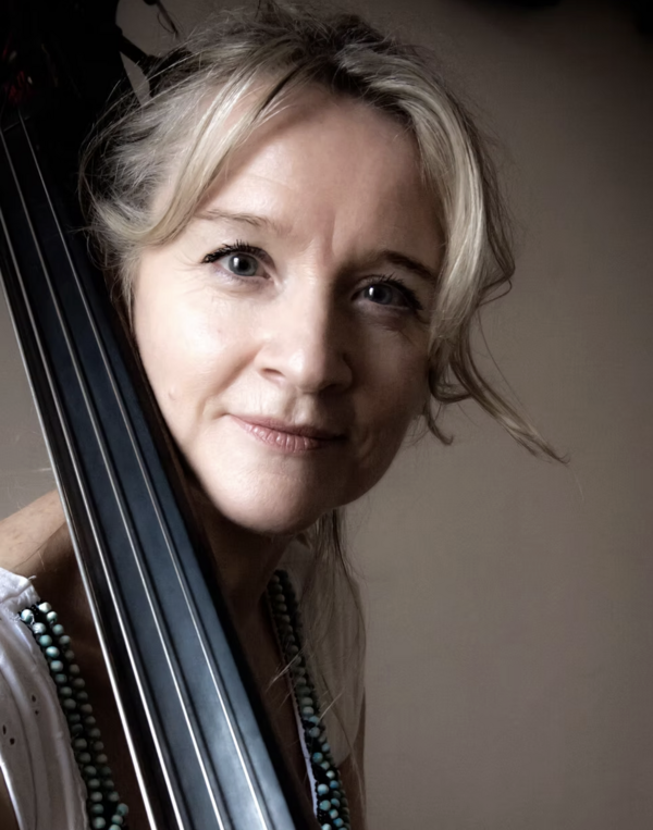 Nicola Farnon closeup with double bass